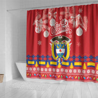 Colombia Christmas Shower Curtain Libertad y Orden With Feliz Navidad