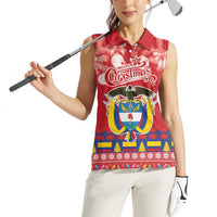 Colombia Christmas Women Sleeveless Polo Shirt Libertad y Orden With Feliz Navidad - Wonder Print Shop