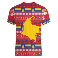Colombia Christmas Women V-Neck T-Shirt Libertad y Orden With Feliz Navidad - Wonder Print Shop