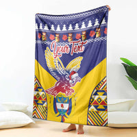 Personalized Colombia Christmas Blanket Andean Condor With Seamless Pattern