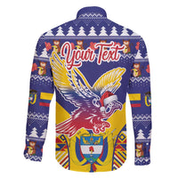 Personalized Colombia Christmas Family Matching Puletasi and Hawaiian Shirt Andean Condor With Seamless Pattern - Wonder Print Shop
