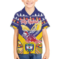 Personalized Colombia Christmas Family Matching Summer Maxi Dress and Hawaiian Shirt Andean Condor With Seamless Pattern - Wonder Print Shop