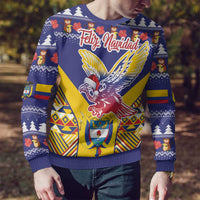 Personalized Colombia Christmas Ugly Christmas Sweater Andean Condor With Seamless Pattern - Wonder Print Shop