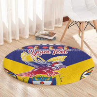 Personalized Colombia Christmas Round Carpet Andean Condor With Seamless Pattern