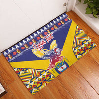 Personalized Colombia Christmas Rubber Doormat Andean Condor With Seamless Pattern - Wonder Print Shop