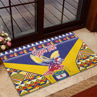 Personalized Colombia Christmas Rubber Doormat Andean Condor With Seamless Pattern - Wonder Print Shop