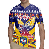 Personalized Colombia Christmas Rugby Jersey Andean Condor With Seamless Pattern - Wonder Print Shop