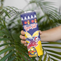 Personalized Colombia Christmas Skinny Tumbler Andean Condor With Seamless Pattern - Wonder Print Shop