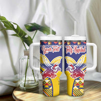 Personalized Colombia Christmas Tumbler With Handle Andean Condor With Seamless Pattern - Wonder Print Shop