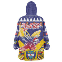 Personalized Colombia Christmas Wearable Blanket Hoodie Andean Condor With Seamless Pattern - Wonder Print Shop