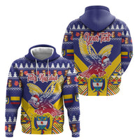 Personalized Colombia Christmas Zip Hoodie Andean Condor With Seamless Pattern - Wonder Print Shop