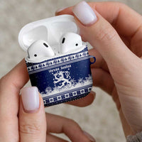 Finland Christmas Hannunvaakuna AirPods Case Hyvaa Joulua Nordic Snow Lion Blue Version - Wonder Print Shop