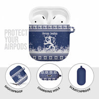 Finland Christmas Hannunvaakuna AirPods Case Hyvaa Joulua Nordic Snow Lion Blue Version - Wonder Print Shop