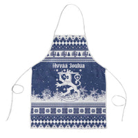 Finland Christmas Hannunvaakuna Apron Hyvaa Joulua Nordic Snow Lion Blue Version - Wonder Print Shop