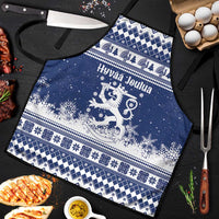 Finland Christmas Hannunvaakuna Apron Hyvaa Joulua Nordic Snow Lion Blue Version - Wonder Print Shop