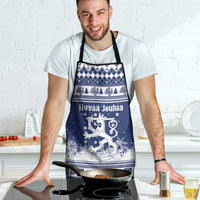 Finland Christmas Hannunvaakuna Apron Hyvaa Joulua Nordic Snow Lion Blue Version - Wonder Print Shop