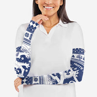 Finland Christmas Hannunvaakuna Arm Sleeves Hyvaa Joulua Nordic Snow Lion Blue Version - Wonder Print Shop