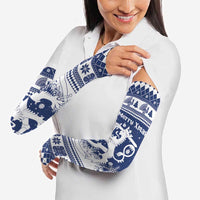 Finland Christmas Hannunvaakuna Arm Sleeves Hyvaa Joulua Nordic Snow Lion Blue Version - Wonder Print Shop