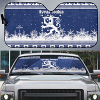Finland Christmas Hannunvaakuna Auto Sun Shade Hyvaa Joulua Nordic Snow Lion Blue Version - Wonder Print Shop