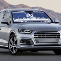 Finland Christmas Hannunvaakuna Auto Sun Shade Hyvaa Joulua Nordic Snow Lion Blue Version - Wonder Print Shop