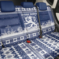Finland Christmas Hannunvaakuna Back Car Seat Cover Hyvaa Joulua Nordic Snow Lion Blue Version - Wonder Print Shop