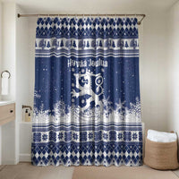 Finland Christmas Hannunvaakuna Bathroom Set Hyvaa Joulua Nordic Snow Lion Blue Version - Wonder Print Shop