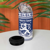 Finland Christmas Hannunvaakuna 4 in 1 Can Cooler Tumbler Hyvaa Joulua Nordic Snow Lion Blue Version - Wonder Print Shop