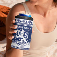 Finland Christmas Hannunvaakuna 4 in 1 Can Cooler Tumbler Hyvaa Joulua Nordic Snow Lion Blue Version - Wonder Print Shop