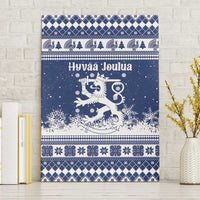 Finland Christmas Hannunvaakuna Canvas Wall Art Hyvaa Joulua Nordic Snow Lion Blue Version - Wonder Print Shop