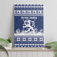 Finland Christmas Hannunvaakuna Canvas Wall Art Hyvaa Joulua Nordic Snow Lion Blue Version - Wonder Print Shop