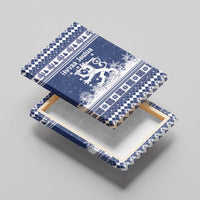 Finland Christmas Hannunvaakuna Canvas Wall Art Hyvaa Joulua Nordic Snow Lion Blue Version - Wonder Print Shop