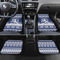 Finland Christmas Hannunvaakuna Car Mats Hyvaa Joulua Nordic Snow Lion Blue Version - Wonder Print Shop