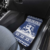 Finland Christmas Hannunvaakuna Car Mats Hyvaa Joulua Nordic Snow Lion Blue Version - Wonder Print Shop