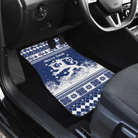 Finland Christmas Hannunvaakuna Car Mats Hyvaa Joulua Nordic Snow Lion Blue Version - Wonder Print Shop