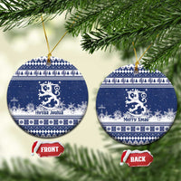 Finland Christmas Hannunvaakuna Ceramic Ornament Hyvaa Joulua Nordic Snow Lion Blue Version - Wonder Print Shop