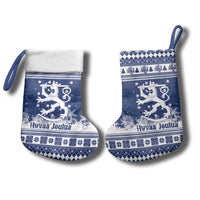 Finland Christmas Hannunvaakuna Christmas Stocking Hyvaa Joulua Nordic Snow Lion Blue Version - Wonder Print Shop