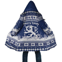 Finland Christmas Hannunvaakuna Cloak Hyvaa Joulua Nordic Snow Lion Blue Version - Wonder Print Shop