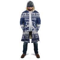 Finland Christmas Hannunvaakuna Cloak Hyvaa Joulua Nordic Snow Lion Blue Version - Wonder Print Shop