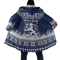 Finland Christmas Hannunvaakuna Cloak Hyvaa Joulua Nordic Snow Lion Blue Version - Wonder Print Shop