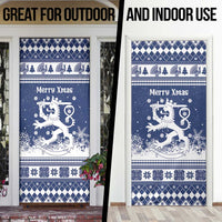 Finland Christmas Hannunvaakuna Door Cover Hyvaa Joulua Nordic Snow Lion Blue Version - Wonder Print Shop