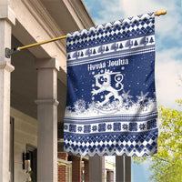 Finland Christmas Hannunvaakuna Garden Flag Hyvaa Joulua Nordic Snow Lion Blue Version - Wonder Print Shop