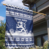 Finland Christmas Hannunvaakuna Garden Flag Hyvaa Joulua Nordic Snow Lion Blue Version - Wonder Print Shop