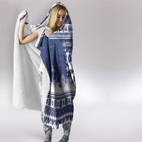 Finland Christmas Hannunvaakuna Hooded Blanket Hyvaa Joulua Nordic Snow Lion Blue Version - Wonder Print Shop