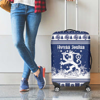Finland Christmas Hannunvaakuna Luggage Cover Hyvaa Joulua Nordic Snow Lion Blue Version - Wonder Print Shop