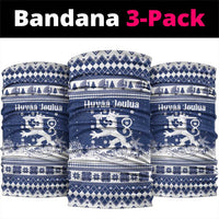 Finland Christmas Hannunvaakuna Neck Gaiter Hyvaa Joulua Nordic Snow Lion Blue Version - Wonder Print Shop