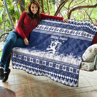 Finland Christmas Hannunvaakuna Quilt Hyvaa Joulua Nordic Snow Lion Blue Version - Wonder Print Shop