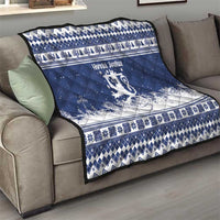 Finland Christmas Hannunvaakuna Quilt Hyvaa Joulua Nordic Snow Lion Blue Version - Wonder Print Shop