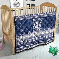 Finland Christmas Hannunvaakuna Quilt Hyvaa Joulua Nordic Snow Lion Blue Version - Wonder Print Shop