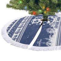Finland Christmas Hannunvaakuna Tree Skirt Hyvaa Joulua Nordic Snow Lion Blue Version - Wonder Print Shop