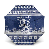 Finland Christmas Hannunvaakuna Umbrella Hyvaa Joulua Nordic Snow Lion Blue Version - Wonder Print Shop